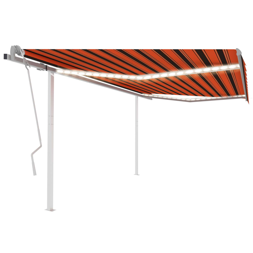 Käsin kelattava markiisi LED-valot 4,5x3,5 m oranssi/ruskea - Sisustajankoti.fi