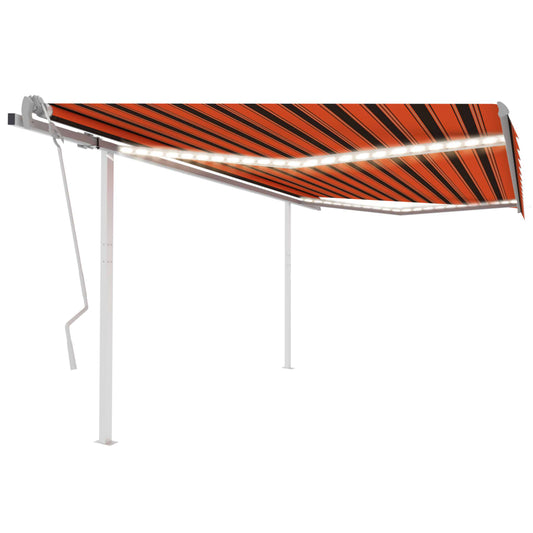 Käsin kelattava markiisi LED-valot 4,5x3,5 m oranssi/ruskea - Sisustajankoti.fi