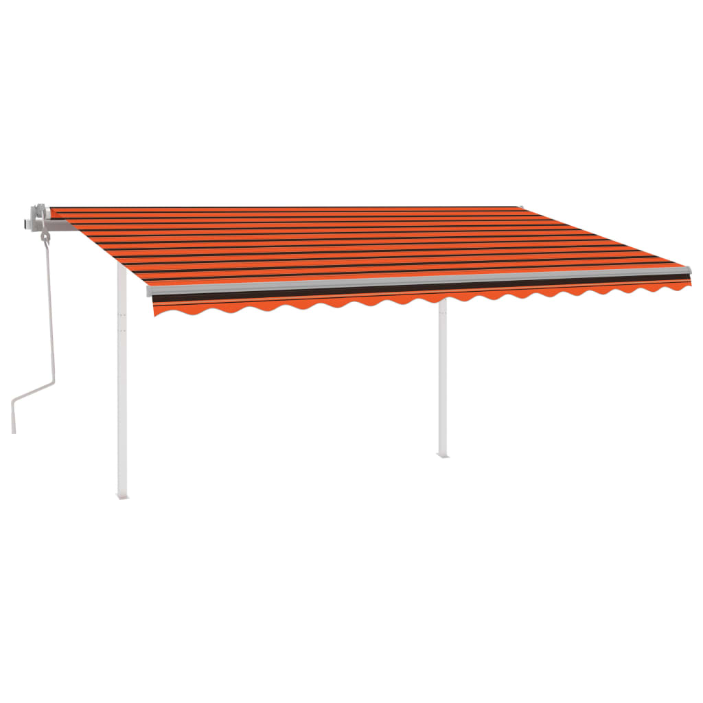 Käsin kelattava markiisi LED-valot 4,5x3,5 m oranssi/ruskea - Sisustajankoti.fi