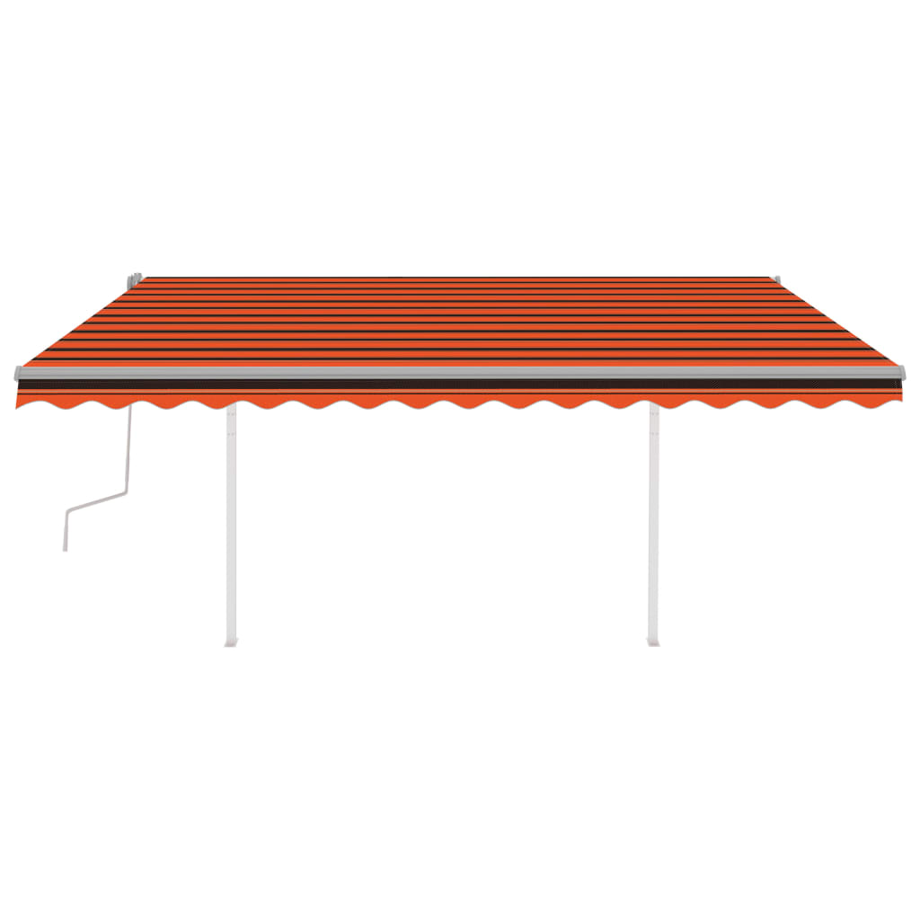Käsin kelattava markiisi LED-valot 4,5x3,5 m oranssi/ruskea - Sisustajankoti.fi