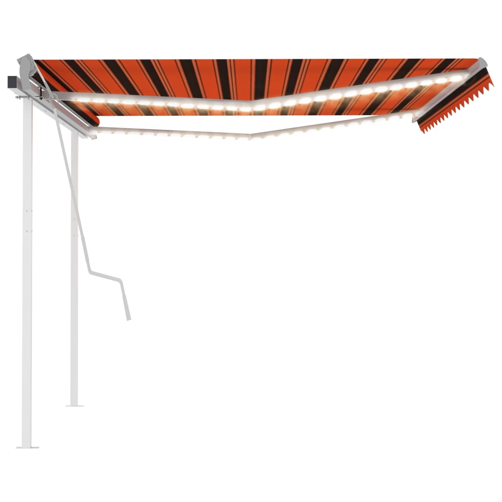Käsin kelattava markiisi LED-valot 4,5x3,5 m oranssi/ruskea - Sisustajankoti.fi