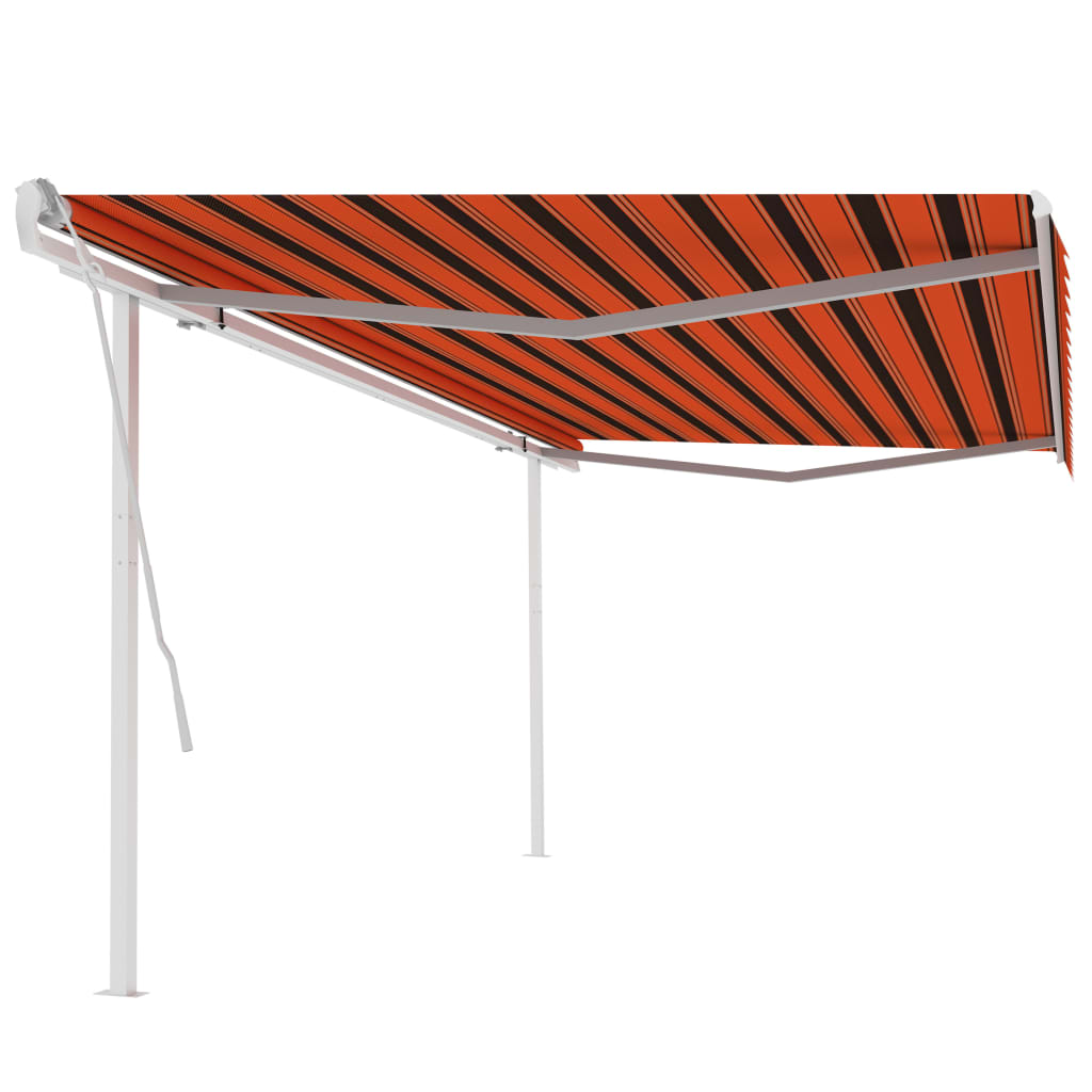 Manuaalisesti kelattava markiisi tolpilla 5x3,5m oranssi/ruskea - Sisustajankoti.fi