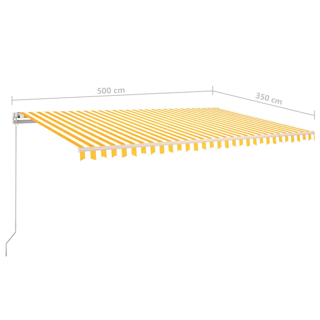 Manuaalisesti kelattava markiisi LED-valot 5x3,5m keltavalk. - Sisustajankoti.fi