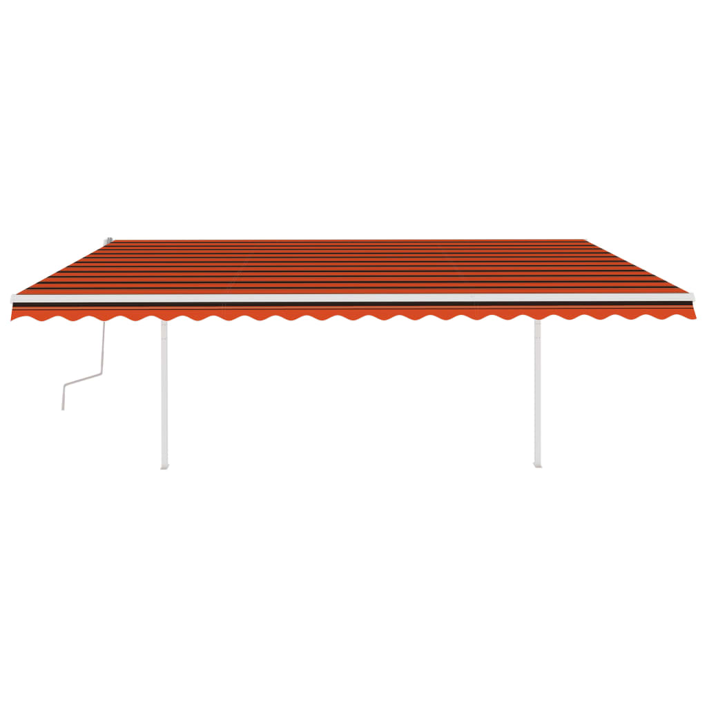 Käsin kelattava markiisi LED-valoilla 5x3,5 m oranssiruskea - Sisustajankoti.fi
