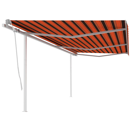 Manuaalisesti kelattava markiisi tolpilla 6x3,5m oranssi/ruskea - Sisustajankoti.fi