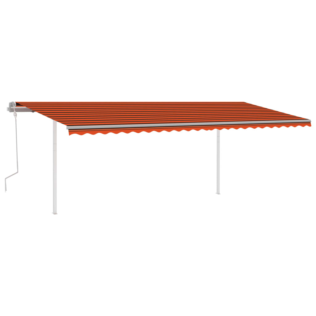 Manuaalisesti kelattava markiisi tolpilla 6x3,5m oranssi/ruskea - Sisustajankoti.fi