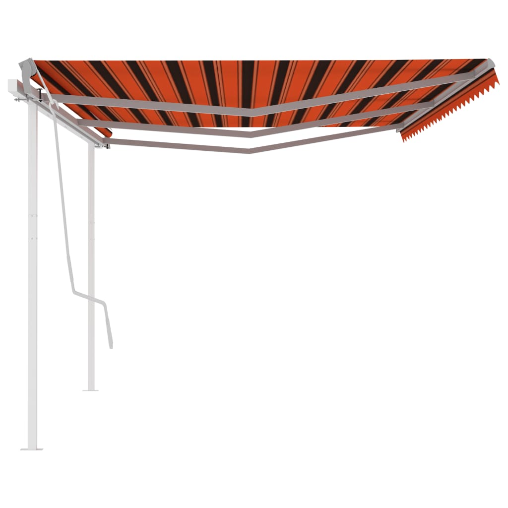 Manuaalisesti kelattava markiisi tolpilla 6x3,5m oranssi/ruskea - Sisustajankoti.fi