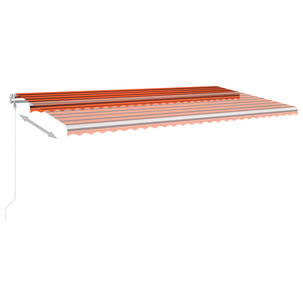 Manuaalisesti kelattava markiisi tolpilla 6x3,5m oranssi/ruskea - Sisustajankoti.fi