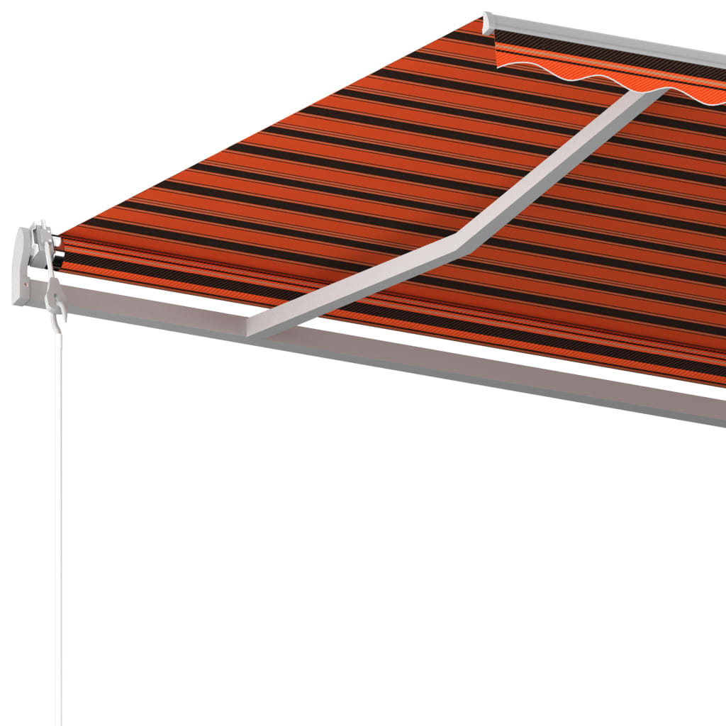 Manuaalisesti kelattava markiisi tolpilla 6x3,5m oranssi/ruskea - Sisustajankoti.fi
