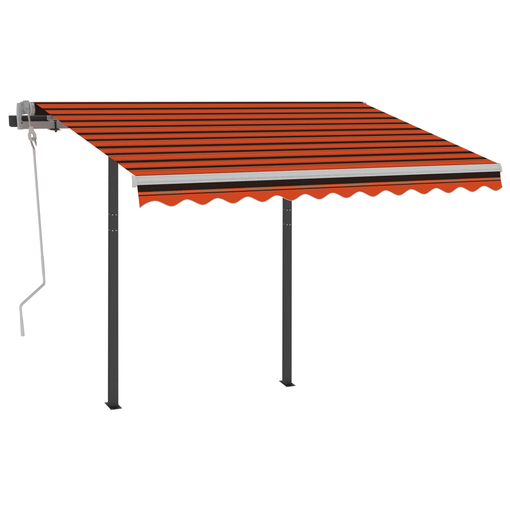 Manuaalisesti kelattava markiisi LED-valot 3x2,5m oranssiruskea - Sisustajankoti.fi