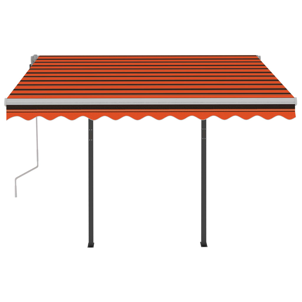 Manuaalisesti kelattava markiisi LED-valot 3x2,5m oranssiruskea - Sisustajankoti.fi