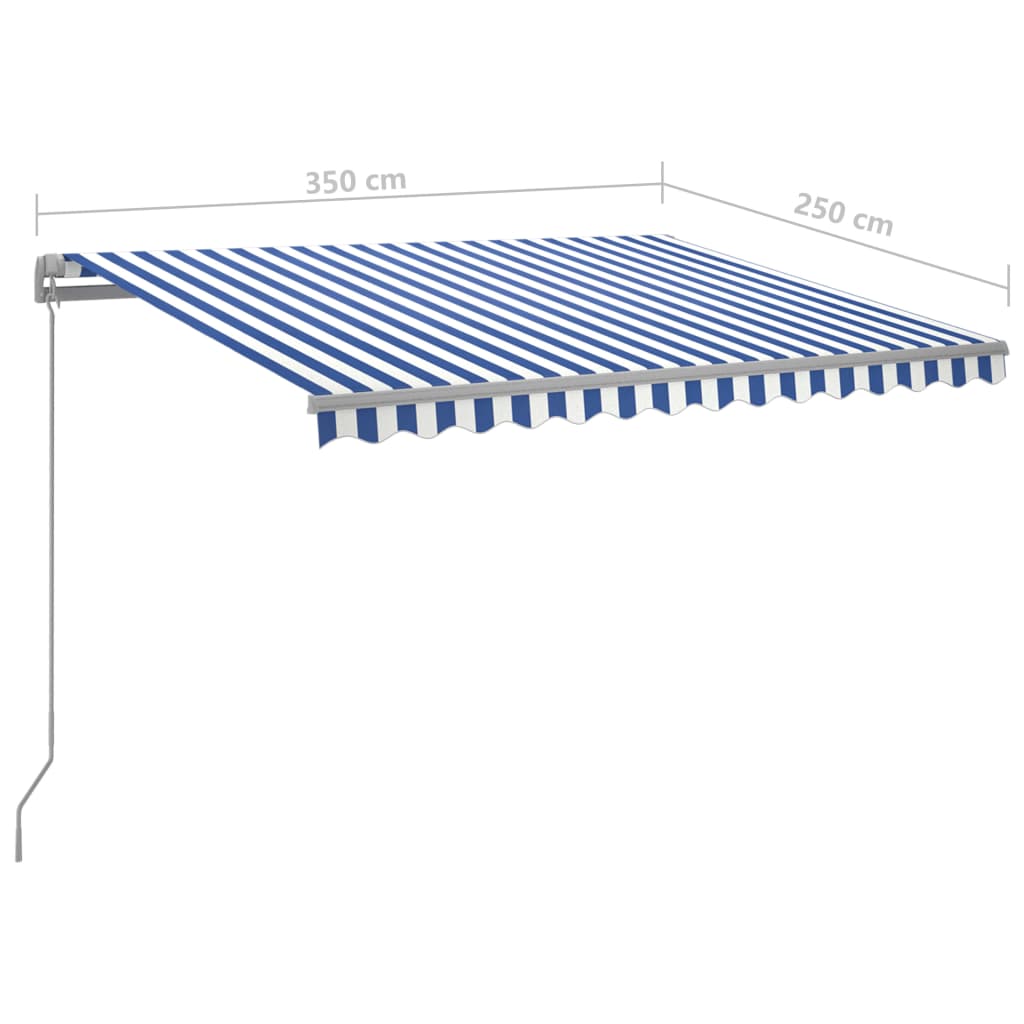 Sisäänkelattava markiisi LED/tuulisens. 3,5x2,5 m sinivalkoinen - Sisustajankoti.fi