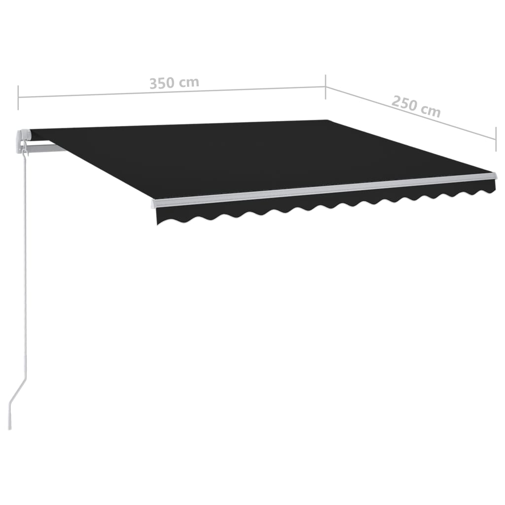 Sisäänkelattava markiisi LED/tuulisensori 3,5x2,5 m antrasiitti - Sisustajankoti.fi
