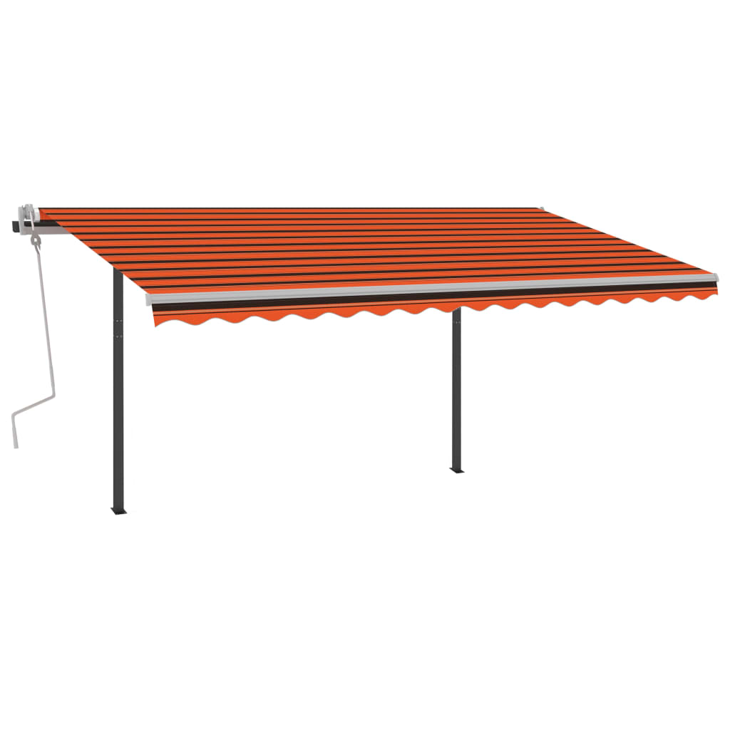 Manuaalisesti kelattava markiisi tolpilla 4,5x3m oranssiruskea - Sisustajankoti.fi