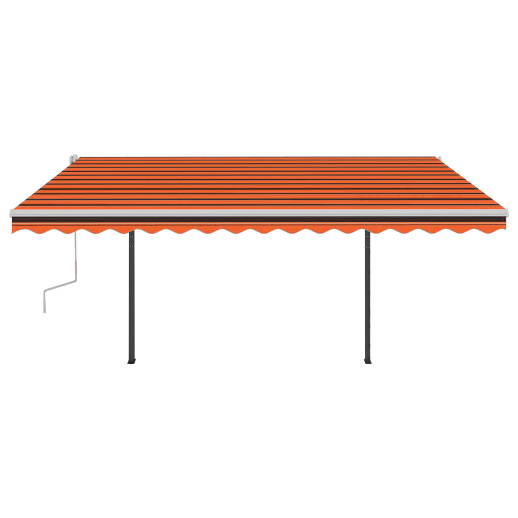 Manuaalisesti kelattava markiisi tolpilla 4,5x3m oranssiruskea - Sisustajankoti.fi