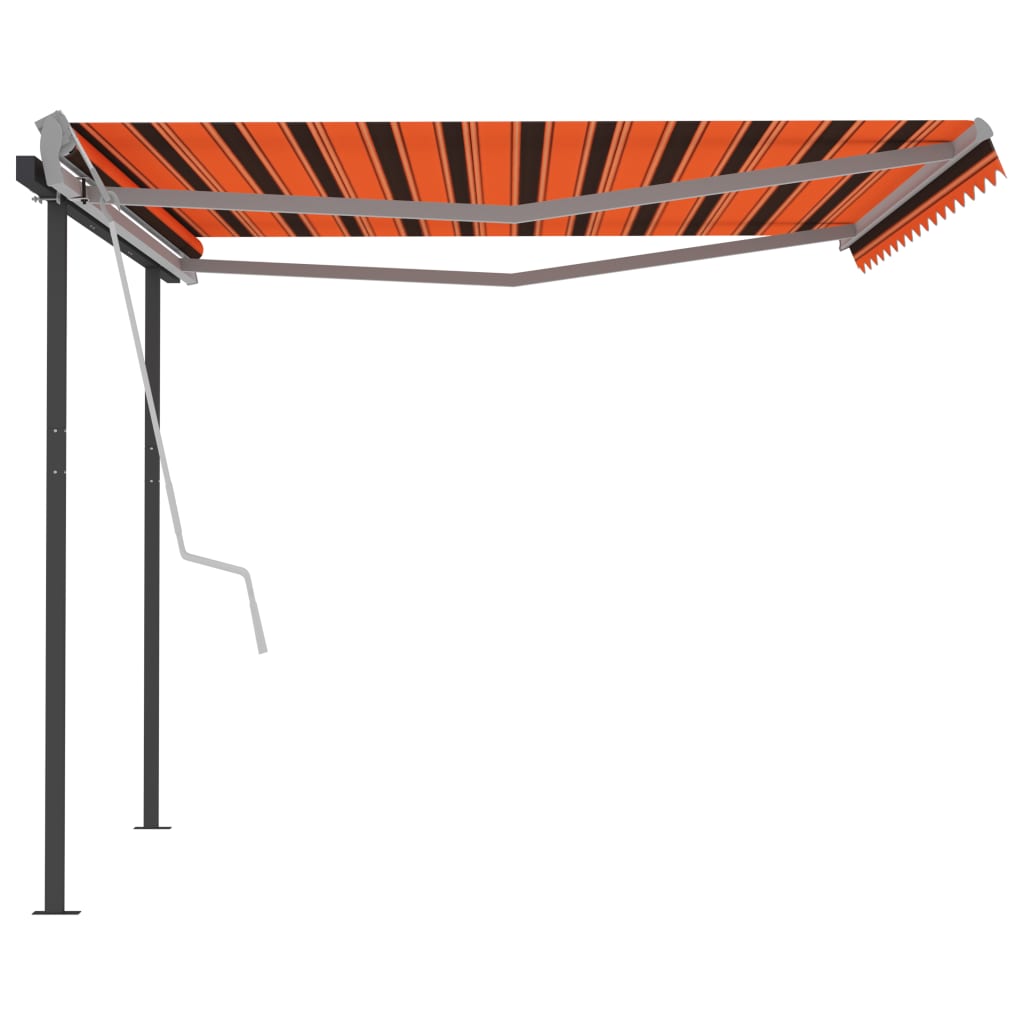 Manuaalisesti kelattava markiisi tolpilla 4,5x3m oranssiruskea - Sisustajankoti.fi