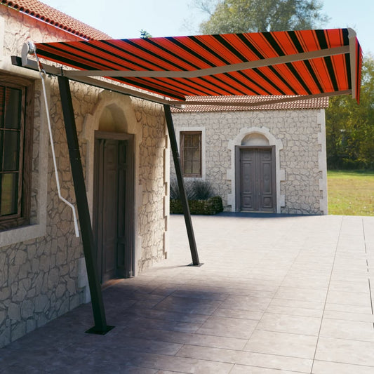 Manuaalisesti kelattava markiisi tolpilla 4,5x3m oranssiruskea - Sisustajankoti.fi