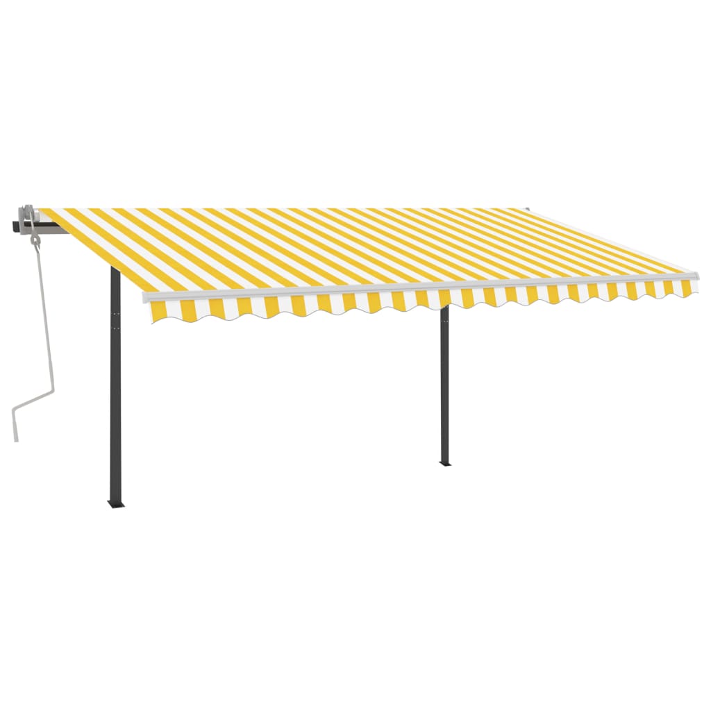 Manuaalisesti kelattava markiisi LED-valot 4,5x3 m keltavalk. - Sisustajankoti.fi