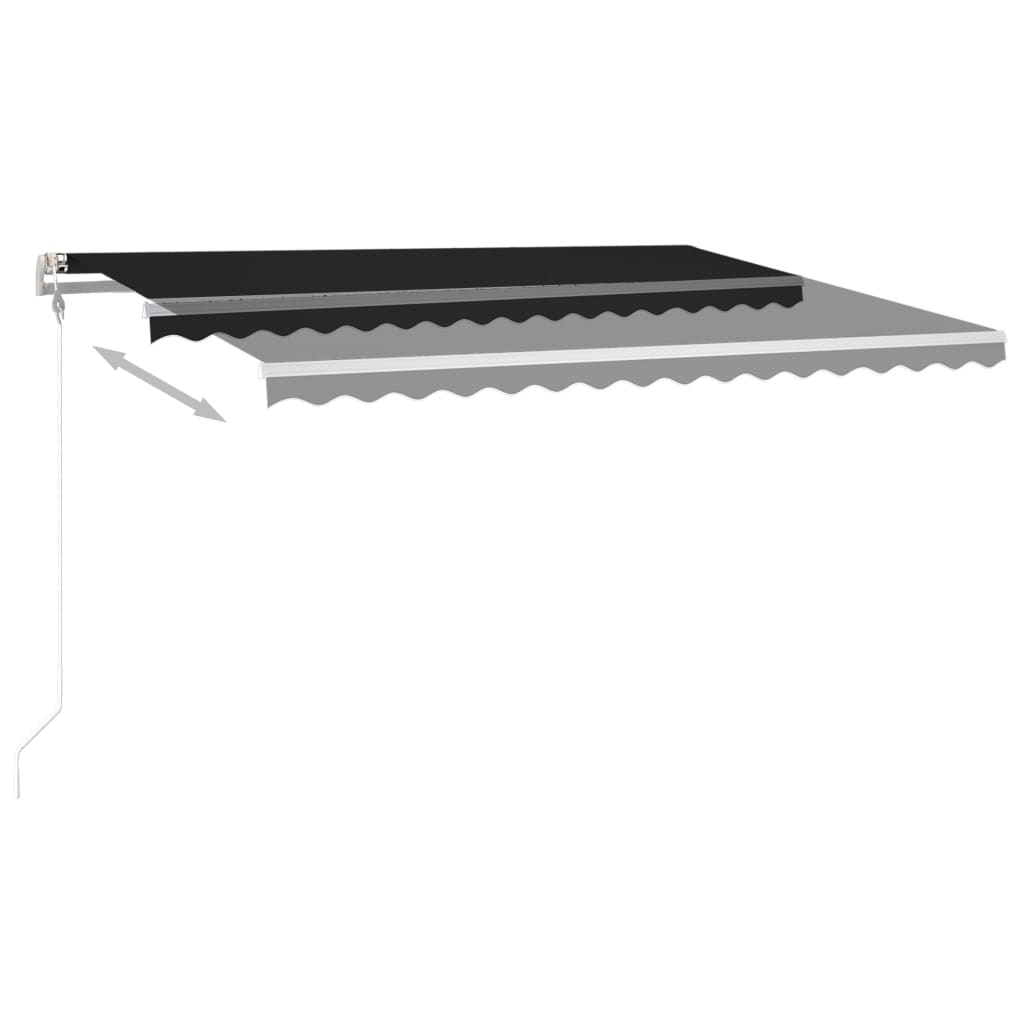 Manuaalisesti kelattava markiisi LED-valot 4,5x3 m antrasiitti - Sisustajankoti.fi
