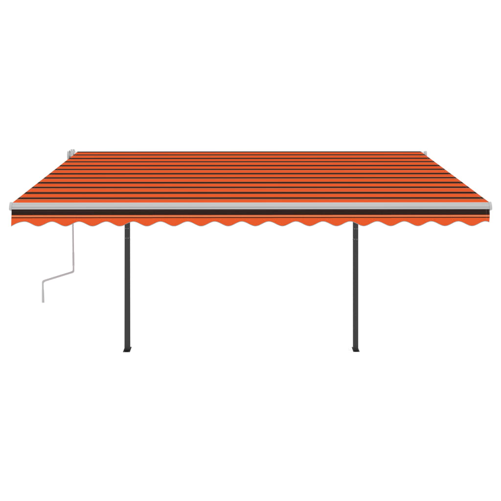 Manuaalisesti kelattava markiisi LED-valot 4,5x3m oranssiruskea - Sisustajankoti.fi