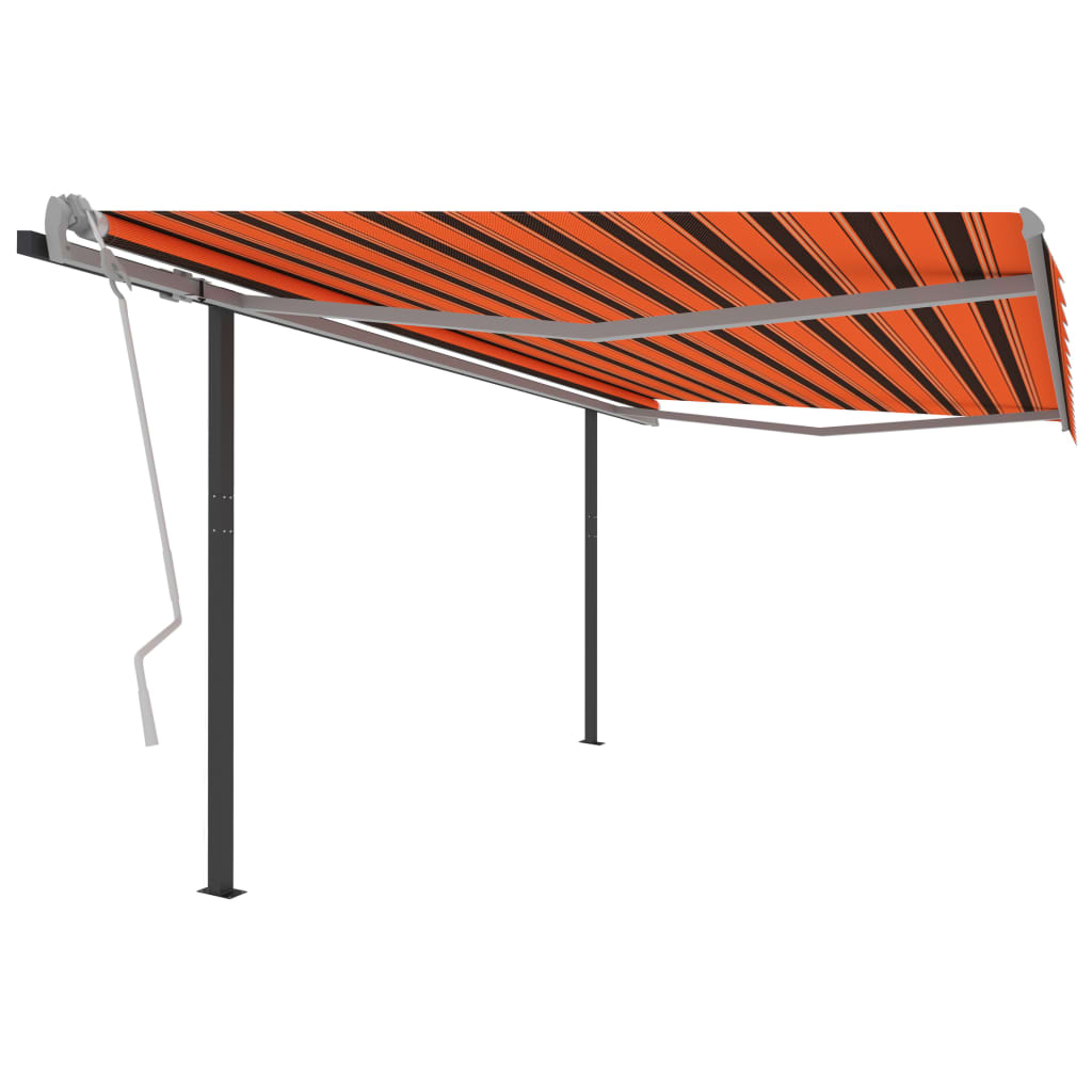 Manuaalisesti kelattava markiisi tolpilla 4x3,5m oranssi/ruskea - Sisustajankoti.fi