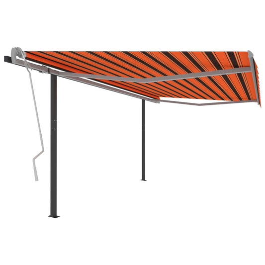 Manuaalisesti kelattava markiisi tolpilla 4x3,5m oranssi/ruskea - Sisustajankoti.fi