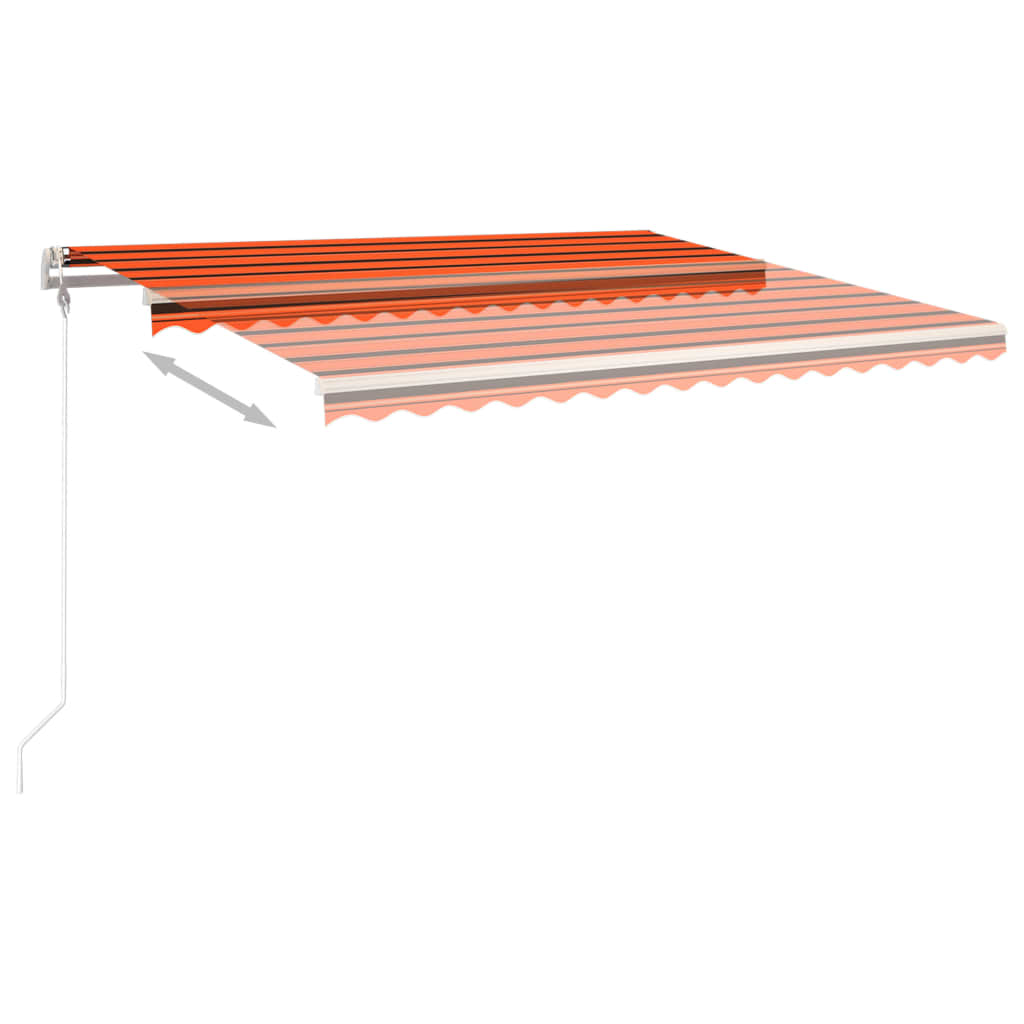 Manuaalisesti kelattava markiisi tolpilla 4x3,5m oranssi/ruskea - Sisustajankoti.fi