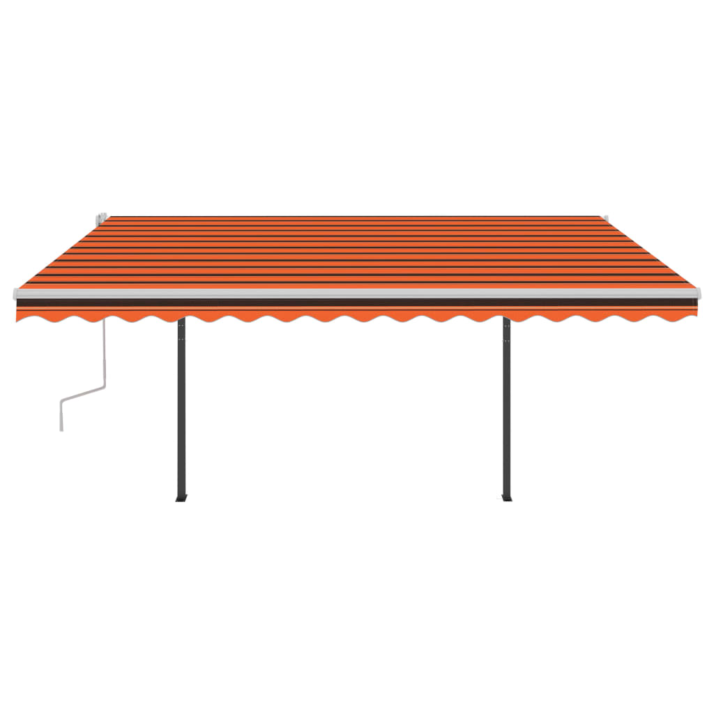 Manuaalisesti kelattava markiisi tolpilla 4x3,5m oranssi/ruskea - Sisustajankoti.fi