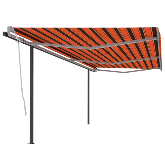 Manuaalisesti kelattava markiisi tolpilla 6x3,5m oranssi/ruskea - Sisustajankoti.fi