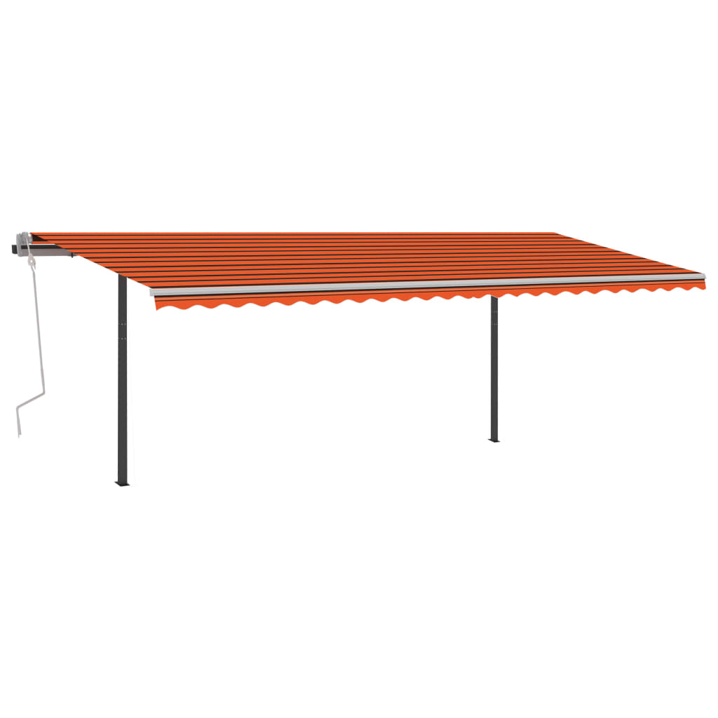 Manuaalisesti kelattava markiisi tolpilla 6x3,5m oranssi/ruskea - Sisustajankoti.fi