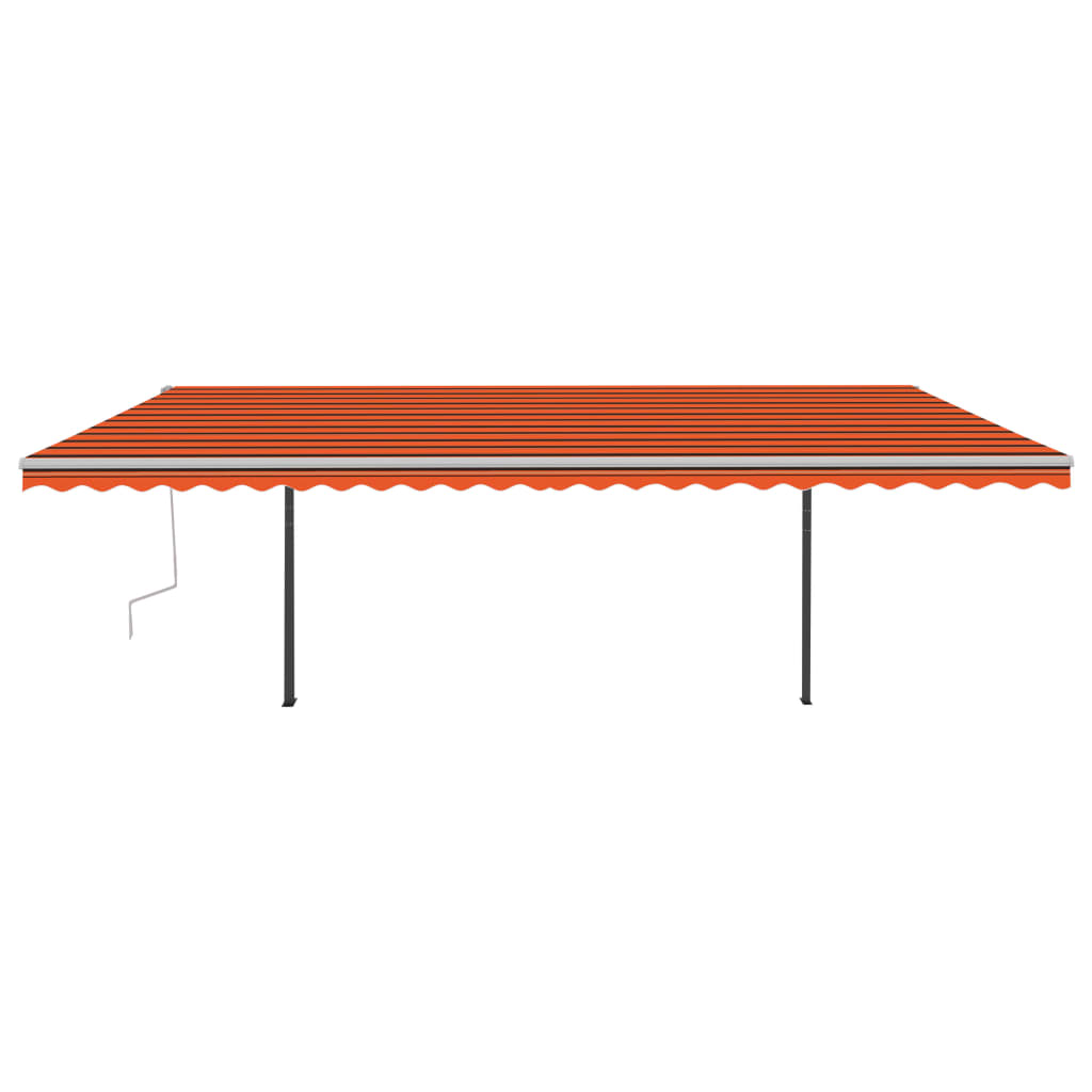 Käsin kelattava markiisi LED-valoilla 6x3,5 m oranssi/ruskea - Sisustajankoti.fi