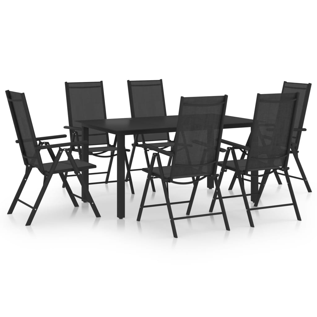 7-osainen Ulkoruokailuryhmä alumiini musta - Sisustajankoti.fi