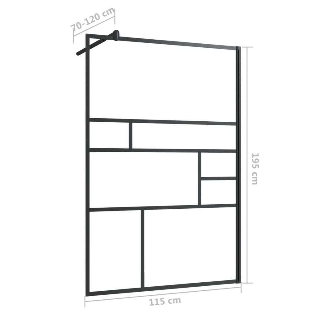 Walk-in suihkun seinäke kirkas ESG-lasi 115x195 cm musta - Sisustajankoti.fi