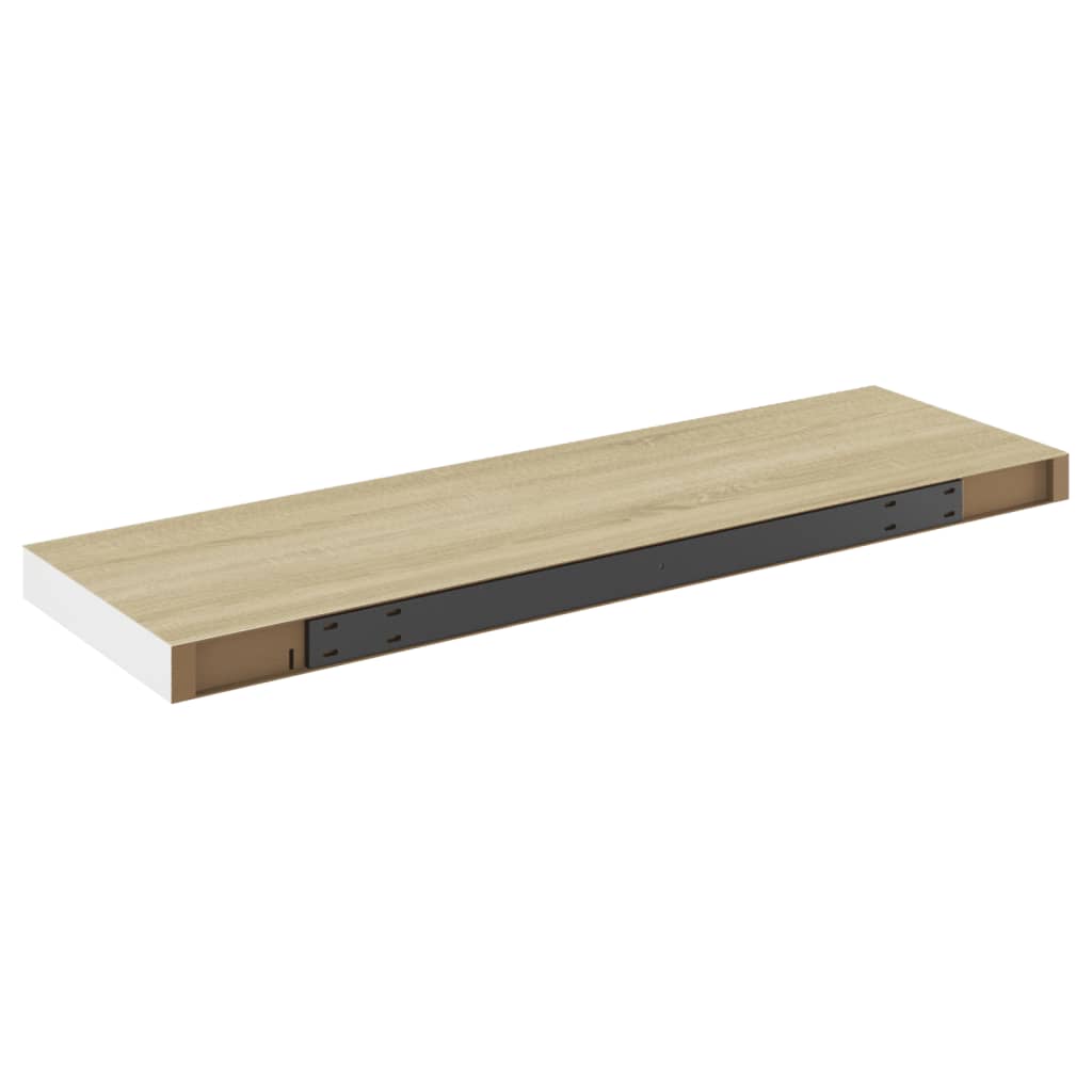 Kelluvat seinähyllyt 2 kpl tammi ja valkoinen 80x23,5x3,8cm MDF - Sisustajankoti.fi