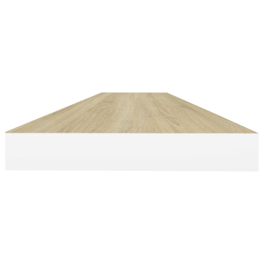 Kelluva seinähylly tammi ja valkoinen 120x23,5x3,8 cm MDF - Sisustajankoti.fi