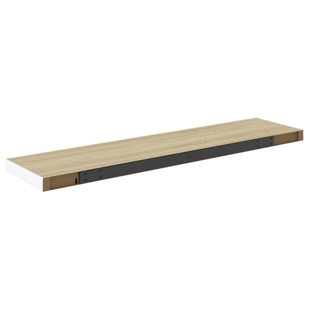 Kelluva seinähylly tammi ja valkoinen 120x23,5x3,8 cm MDF - Sisustajankoti.fi