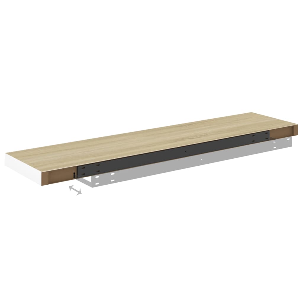 Kelluva seinähylly tammi ja valkoinen 120x23,5x3,8 cm MDF - Sisustajankoti.fi