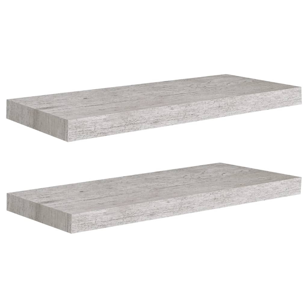 Kelluvat seinähyllyt 2 kpl betoninharmaa 60x23,5x3,8 cm MDF - Sisustajankoti.fi