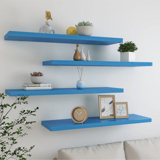 Kelluvat seinähyllyt 4 kpl sininen 90x23,5x3,8 cm MDF - Sisustajankoti.fi