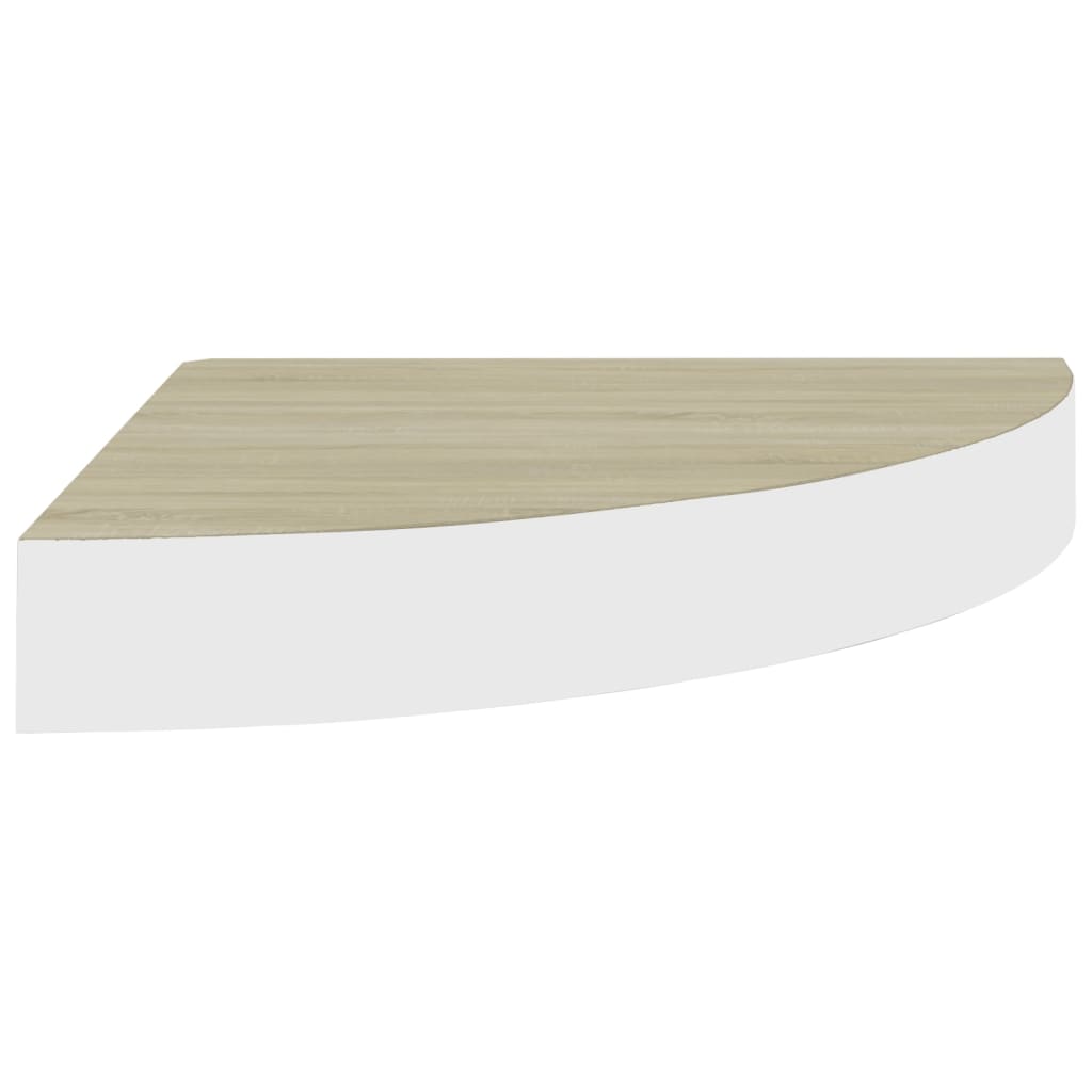 Seinäkulmahyllyt 4 kpl tammi ja valkoinen 25x25x3,8 cm MDF - Sisustajankoti.fi