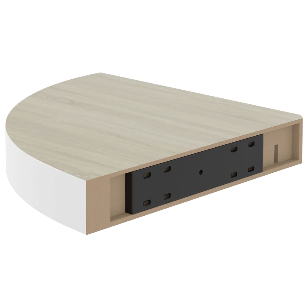 Seinäkulmahyllyt 4 kpl tammi ja valkoinen 25x25x3,8 cm MDF - Sisustajankoti.fi