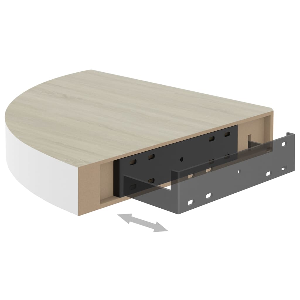 Seinäkulmahyllyt 4 kpl tammi ja valkoinen 25x25x3,8 cm MDF - Sisustajankoti.fi