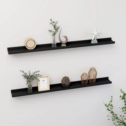 Seinähyllyt 2 kpl musta 100x9x3 cm - Sisustajankoti.fi