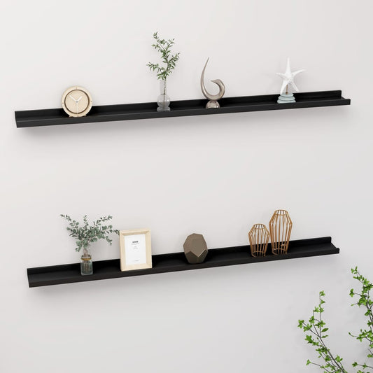 Seinähyllyt 2 kpl musta 115x9x3 cm - Sisustajankoti.fi