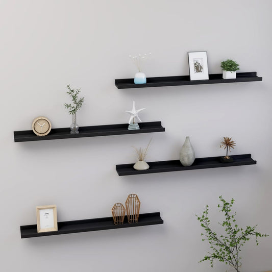 Seinähyllyt 4 kpl musta 80x9x3 cm - Sisustajankoti.fi