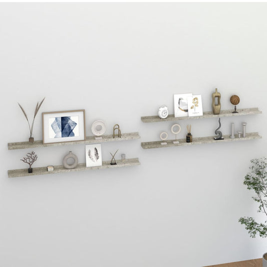 Seinähyllyt 4 kpl betoninharmaa 115x9x3 cm - Sisustajankoti.fi