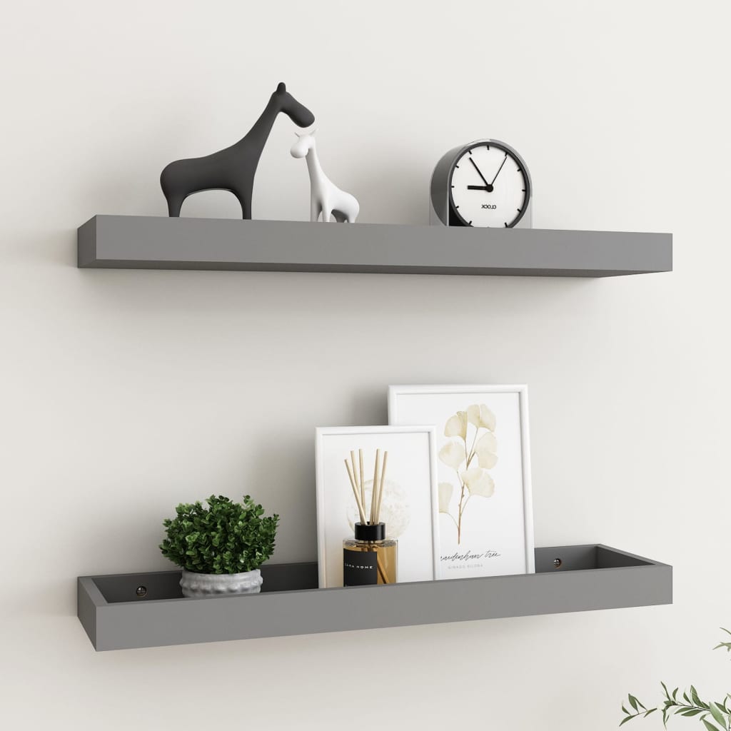 Loggia seinähyllyt 2 kpl harmaa 60x15x4 cm MDF - Sisustajankoti.fi