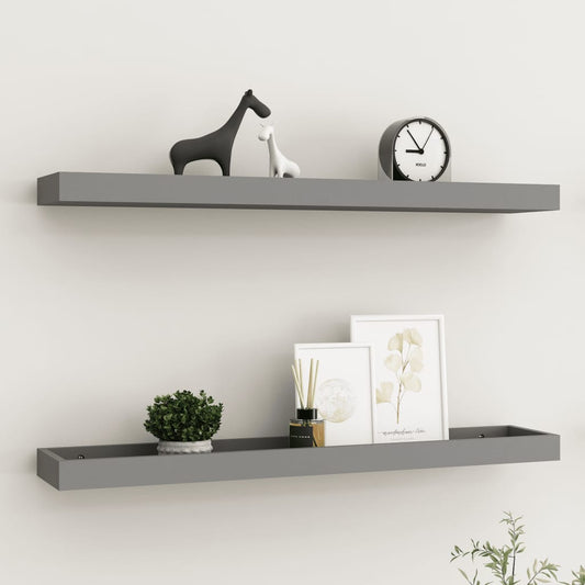 Loggia seinähyllyt 2 kpl harmaa 80x15x4 cm MDF - Sisustajankoti.fi