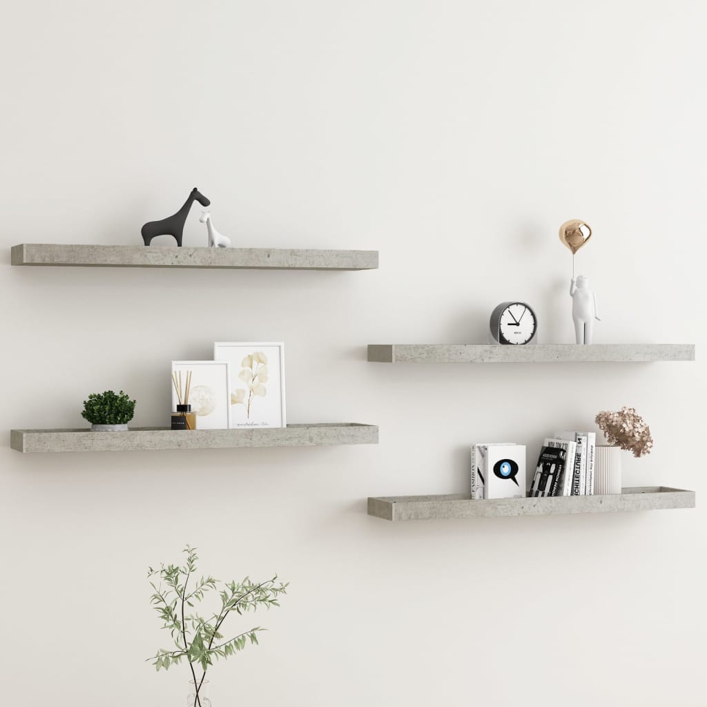 Loggia seinähyllyt 4 kpl betoninharmaa 80x15x4 cm MDF - Sisustajankoti.fi