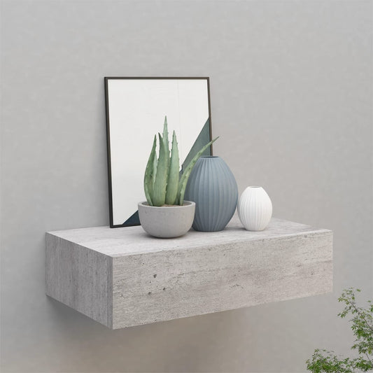Seinälaatikkohylly betoninharmaa 40x23,5x10 cm MDF - Sisustajankoti.fi
